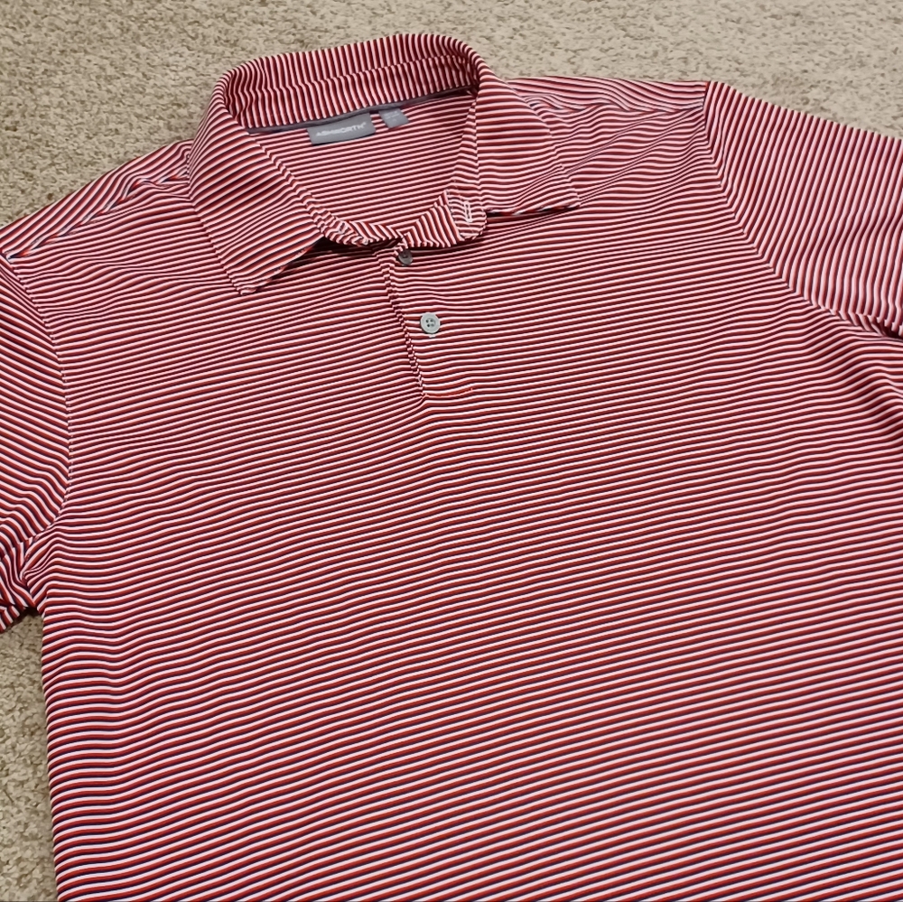 Ashworth Red White & Blue Striped Golf Polo Mens Size L